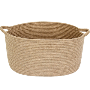 Jute Wicker Storage <b>Basket</b> with Handles, Decorative Woven Organizer Bin <b>for</b> Home, <b>Shelf</b>, Closet, and Entryway - Product Image 1