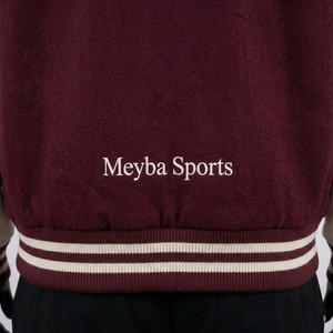High Quality Meyba Sports Men's Maroon White Varsity Jacket Casual Turn-down Collar Embroidered Front <b>Button</b> Closure Regular Fit - Product Image 3