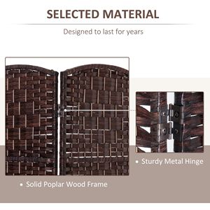 "6FT Tall Brown Lightweight Portable Laser Cut Wicker & Metal <b>Folding</b> Privacy <b>Screen</b> for Bedroom Art Style" - Product Image 5
