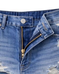 Shorts en jean bleu déchiré personnalisés pour hommes – Jean délavé à ourlet brut, style streetwear décontracté pour l'été – Fabricant sur mesure - Product Image 5