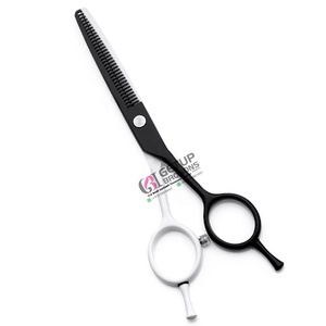Nouvelles Ciseaux de Coiffure Professionnels en Acier Inoxydable 4Cr13, Revêtement Poudre Blanc/Noir, Poignée en Céramique Droitière, Logo Personnalisé, pour la Beauté - Product Image 5