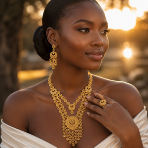 Fashionable Gold Plated Brass Long Arabic Dubai Style Statement Necklace Box <b>Chain</b> Flower Pattern for Wedding - Product Image 3