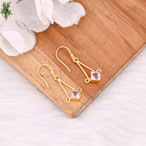 Natural Handmade Rose Quartz <b>Hook</b> <b>Earrings</b> For Women - Product Image 2