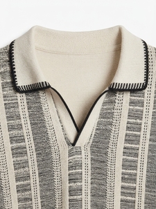 Pull en tricot rayé pour homme, manches longues, vêtements décontractés d'automne, 100% acrylique, coupe classique - Product Image 5