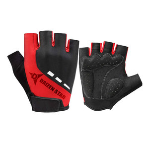 Daizen Star Half Finger Gloves Red Black PU Wrist Length Durable Cycling Sports Glove - Product Image 1