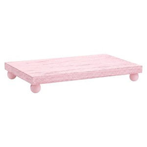 Support de plateau de cuisine rose en bois massif naturel, plateau décoratif pour savon et éponge de salle de bain, piédestal rectangulaire rustique en bois pour bougies et plantes - Product Image 1
