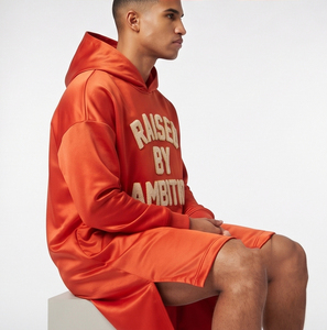 Sweat à capuche long en polyester pour hommes, broderie chenille personnalisée, sweats à capuche épais en polyester pour hommes, sweats à capuche en polyester à épaules tombantes pour hommes - Product Image 4