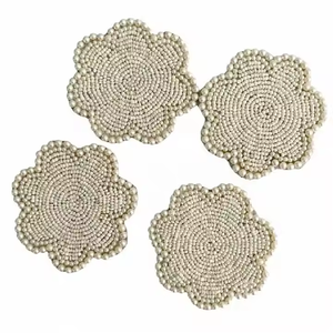 Bohemian Style Unique Hand Beaded Coffee Mug Coasters Luxury <b>Table</b> <b>Protection</b> Accessory for Kitchen Decor - Product Image 3