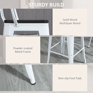 Set da Pranzo Industriale 3 Pezzi Bianco Marrone, Tavolo e Sedie Alte da Bar con Comodi Poggiapiedi per Arredamento Bistrot e Pub - Product Image 6