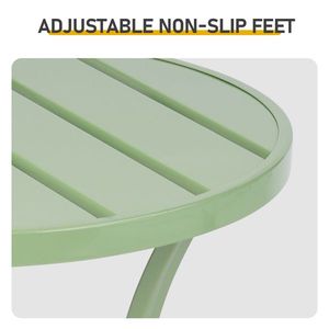Tavolino Rotondo in Metallo Verde Chiaro per Interni ed Esterni, Ideale come Tavolino da Patio o Tavolino da Caffè - Product Image 4