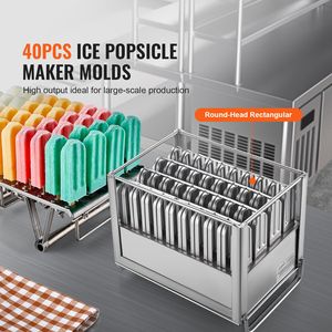 Stampi per Ghiaccioli in Acciaio Inox a Doppio Scomparto, 40 Pezzi, per Gelati alla Frutta e al Mais, Uso Domestico e Commerciale - Product Image 2