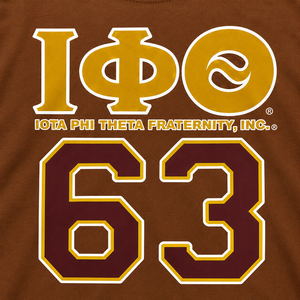 Iota Phi Theta 63 Camiseta marrón de manga corta con cuello redondo para hombre, camiseta informal de algodón con estampado gráfico de fraternidad, camiseta universitaria griega - Product Image 6