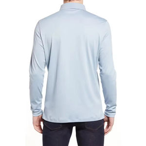 Chemises à manches longues pour hommes, personnalisées, à motif uni, col rabattu, rayures, boutons, décontractées, en jersey tricoté, en coton, polos, vente en gros - Product Image 2