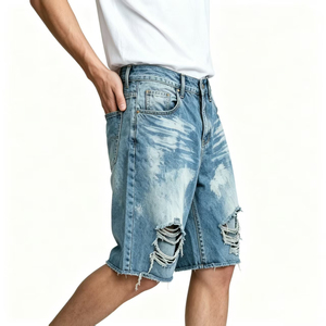 Shorts de bain décontractés pour hommes, style vintage, déchirés, en polyester, légers, avec cordon de serrage, teinture tie-dye, coupe droite, vente en gros - Product Image 6