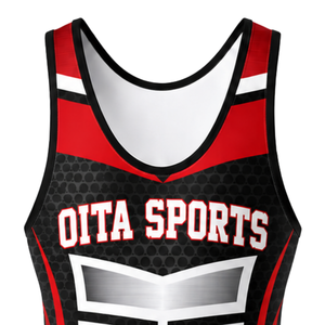 Traje de Lucha Sublimado Rojo y Negro para Hombre, Uniforme Deportivo de Poliéster para Entrenamiento y Rendimiento - Product Image 4