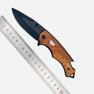Navaja Plegable Utilitaria con Hoja de Acero de 20.8cm, Punta de Gota, Perilla de Pulgar, Mango de Madera, Diseño Artístico, Grosor de 0.5mm, Longitud Total de 6.7in - Product Image 4