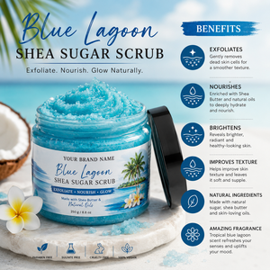 Blue Lagoon Shea Sugar <b>Scrub</b> for <b>Body</b> Moisturizing Exfoliating <b>Body</b> Polish with Shea Butter for Dead Skin Removal OEM Wholesale - Product Image 3