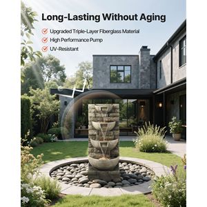 Fuente de Agua LED en Cascada de 4 Niveles para Exteriores, 35.63 Pulgadas de Altura, Elegante Decoración Acuática con Acabado de PU - Product Image 5