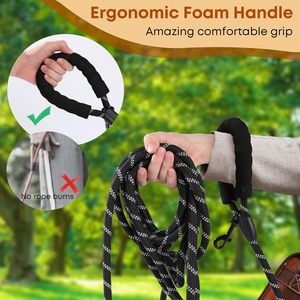 Laisse Réfléchissante pour Animaux, <span class=keywords><strong>Corde</strong></span> de Liaison pour Entraînement Canin avec Mousqueton Verrouillable pour Promenades en Extérieur et Utilisation en Parc pour Chiens - Product Image 3