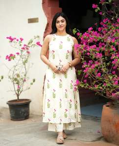 Women's Cotton Floral Printed Floor-Length Kurta Loose Fit Casual Wear India Pakistan Style Summer Dress - Product Image 3