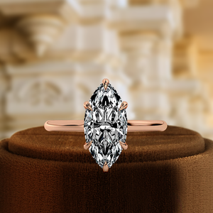 Anillo de Compromiso con Diamante de Corte Marquesa de 1 Quilate con Halo de 6 Puntas, Certificado por IGI, Anillo de Compromiso de Oro Blanco/Amarillo de 14K, Certificado por IGI - Product Image 6