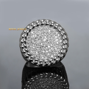 Anillo de Moissanita Chapado en Oro y Plata con Incrustaciones de Diamantes, Corte Brillante Redondo, Estilo Hip Hop, Engaste de Garras, Joyería de Regalo - Product Image 1