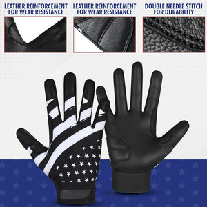 Vente directe d'usine, gants de frappe de baseball en cuir de qualité supérieure, personnalisés, pour droitier, avec manchette courte et fermeture auto-agrippante - Product Image 2