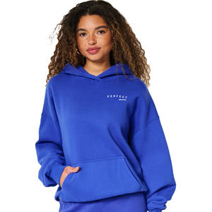 Sweat-shirts et survêtements décontractés oversize à épaules tombantes pour femmes, toutes tailles, personnalisables, en molleton de coton bleu roi - Product Image 1