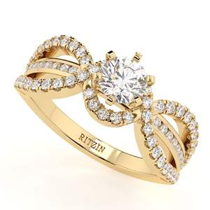 Anillo de compromiso y aniversario para mujer, con diamante cultivado en laboratorio de corte redondo, estilo elegante, en oro rosa de 10K/14K/18K y plata de ley. - Product Image 2