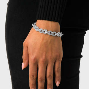 925 Sterling Silver <b>Infinity</b> Link <b>Bracelet</b> White Gold Plated Luxury Chain <b>Bracelet</b> for Women - Product Image 1