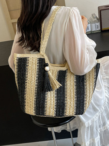 Factory wholesale OEM ODM ladies Large capacity handbag straw hobo tote shoulder bags fashion design fashion beach handbag - Product Image 2