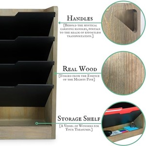 Organizador de Archivos Rústico de Madera de Mango Hecho a Mano con 5 Compartimentos - Venta al por Mayor - Product Image 3