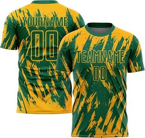 Camiseta de Fútbol Personalizada Verde y Amarilla con Estampado Sublimado, Manga Corta, Cuello Redondo, 100% Poliéster de Secado Rápido, Ropa Deportiva para Hombre - Product Image 6