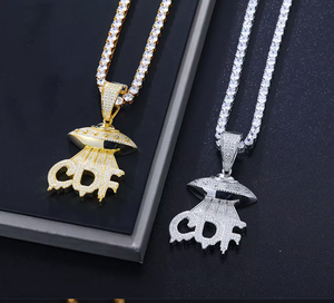Orelia Luxe Gold Color Moissanite UFO Pendant <b>Chain</b> Necklace Custom Letter Charm Hiphop Unisex Jewelry for Streetwear Gift - Product Image 4