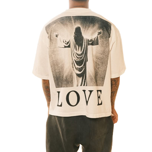 ผู้ผลิตเสื้อยืดคอตตอนทรงโอเวอร์ไซส์แบบครอป สตรีทแวร์ เนื้อผ้าหนา ล้างสีแบบแอซิดวอช พิมพ์ลายกราฟิก - Product Image 2