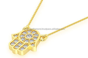 Trendy Unique Design Luxury Unisex Trendy Fashion 10K <b>Solid</b> <b>Gold</b> Custom Iced Hamsa Hand Moissanite Diamond <b>Pendant</b> Birthday - Product Image 4