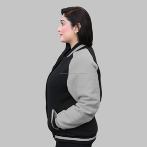 Chaqueta personalizada de algodón con mangas turquesas y cuerpo negro, chaqueta con letras, construye tu propia chaqueta universitaria para mujer para clubes escolares - Product Image 4