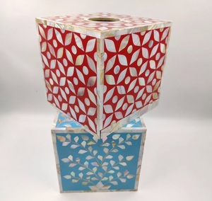 Boîte à mouchoirs en MDF style Moyen-Orient, incrustation en résine MOP, faite à la main, écologique, pour table de salon, accessoires cadeaux de Noël - Product Image 4