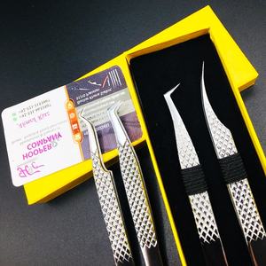 Prêt à expédier des extensions de cils en acier inoxydable avec logo personnalisé Pince à épiler incurvée et droite avec embouts argentés Emballage durable avec logo en vison - Product Image 3