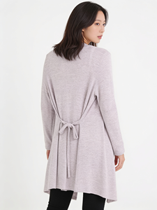 Women’s Modern Knit <b>Cardigan</b> Detachable Belt Long Sleeve Rib Knit Open Front Layering <b>Sweater</b> - Product Image 2