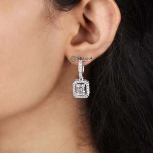 Fashion Drop Earrings-Pretty Rectangular Hoop Design - Product Image 4