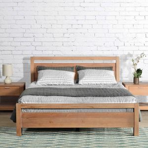 Cama de Plataforma Tradicional Rústica de Madera Maciza de Pino, Tamaño King, Estilo Granja, Duradera - Product Image 1