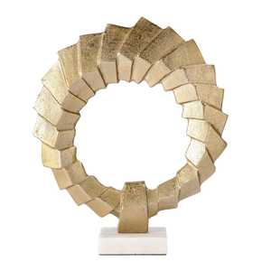 Jaffs Exports Trendy Gold Aluminum Sculpture Modern Circular Abstract Geometric Artistic Eco-Friendly Tabletop Decor for Living - Product Image 1