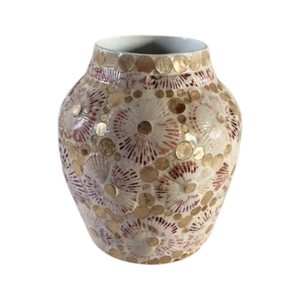Timeless Geometric Mother of Pearl Decorative Vase - Product Image 1