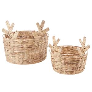 Panier en jacinthe d'eau avec accents en forme d'oreilles de cerf, panier de rangement fait main, vente en gros, écologique, fabriqué au Vietnam - Product Image 6