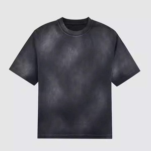 Camiseta de algodón grueso para hombre, estilo vintage con lavado ácido, diseño oversize, con logo frontal personalizado, estilo streetwear desgastado y corte holgado - Product Image 3