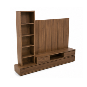Modern Solid Teak Wood <b>TV</b> Cabinet Entertainment Center Living Room <b>Wall</b> <b>Unit</b> Storage Shelf Luxury Home Furniture - Product Image 2