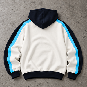 เสื้อฮู้ดบล็อกสีแบบกำหนดเอง ผ้าฝ้าย 100% ผ้าฟลีซหนานุ่ม ทรงโอเวอร์ไซส์ เสื้อสตรีทแวร์ผู้ชาย - Product Image 4