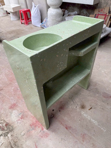 Lavabo de Pie Rectangular de Piedra Terrazo Verde TOPCENT HARDWARE con Estante Abierto, Moderno, Duradero y Fácil de Limpiar - Product Image 4