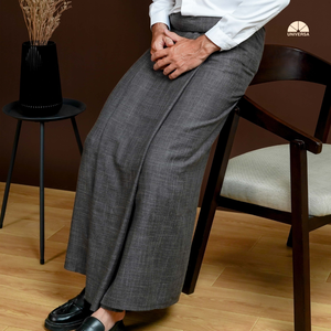 Sarong en lin premium gris foncé pour homme, design uni, doux et frais, élégant et confortable, sarong de prière musulman pour un usage quotidien - Product Image 1